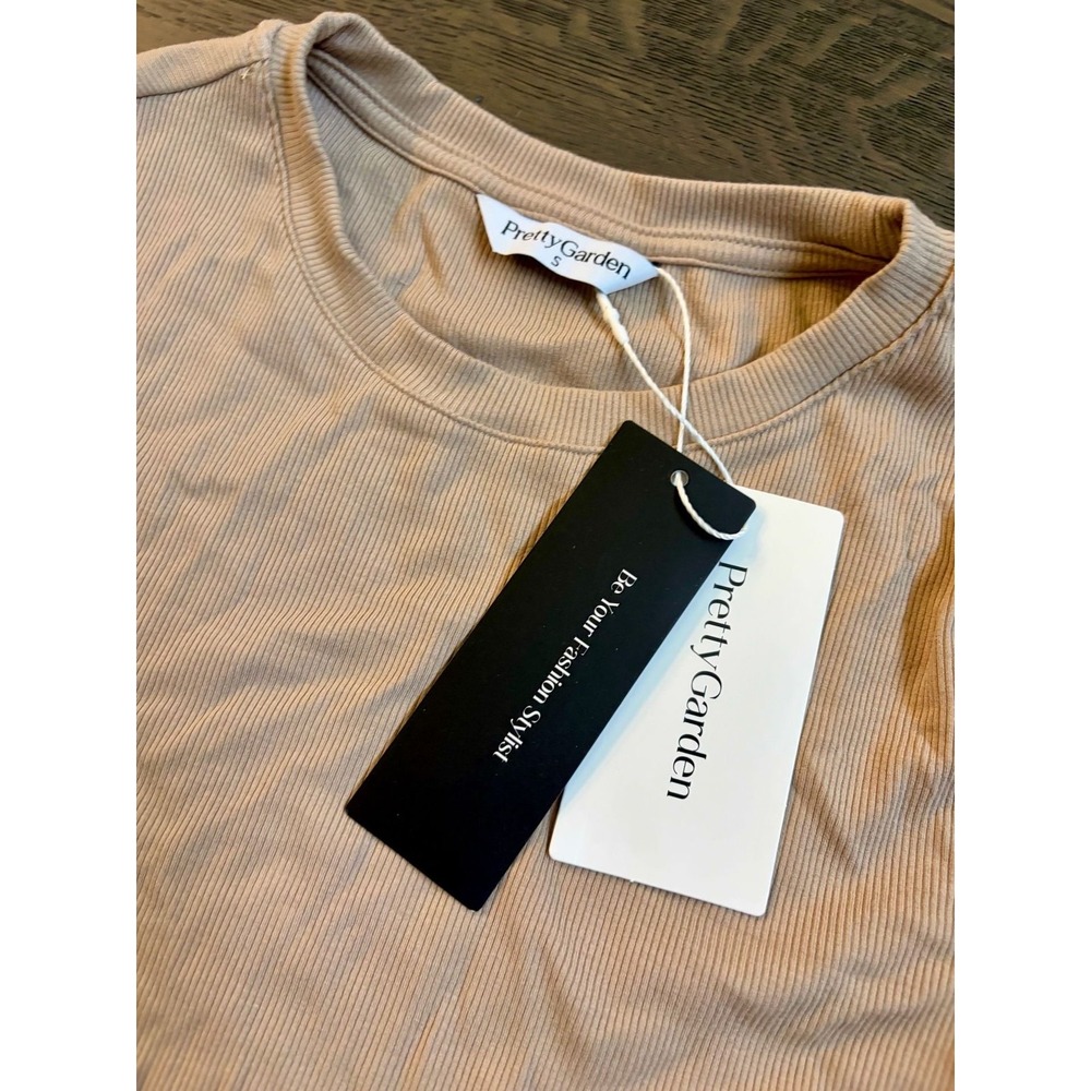 NWT PrettyGarden Women's Ribbed Crew Neck Short Sleeve Bodysuit - Picture 4 of 6